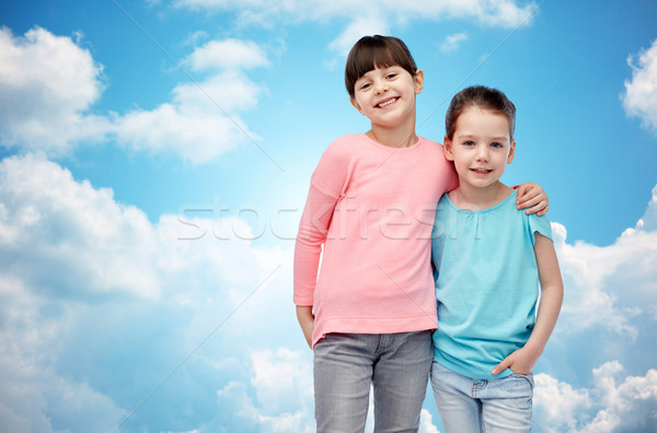 happy smiling little girls hugging Stock photo © dolgachov