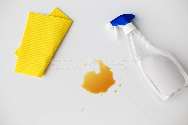 cleaning rag, detergent spray and spilled stain Stock photo © dolgachov