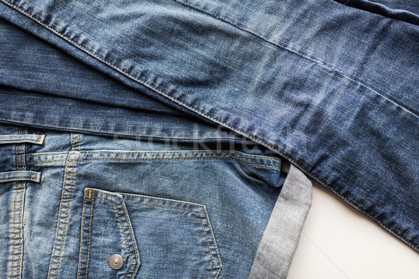 close up of denim pants or jeans with pocket Stock photo © dolgachov
