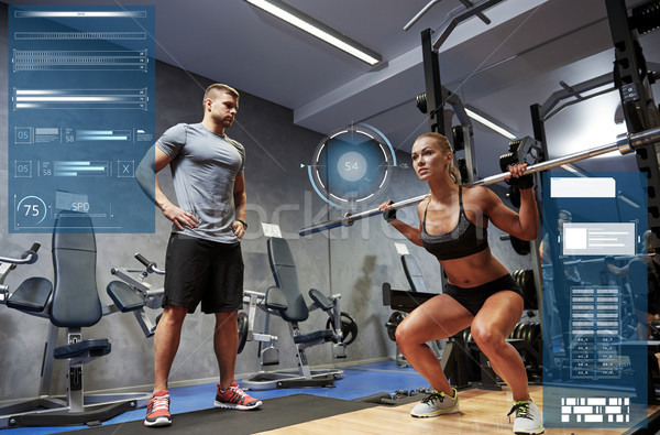 Man vrouw bar spieren gymnasium sport Stockfoto © dolgachov