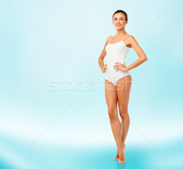 Gyönyörű fiatal nő fehér alsónemű szépség emberek Stock fotó © dolgachov
