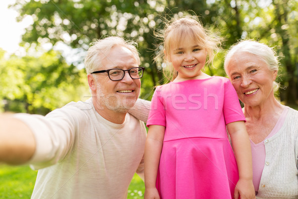 Idős nagyszülők leányunoka család generáció emberek Stock fotó © dolgachov