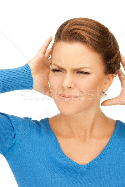 Femme mains oreilles photos jeunes stress [[stock_photo]] © dolgachov