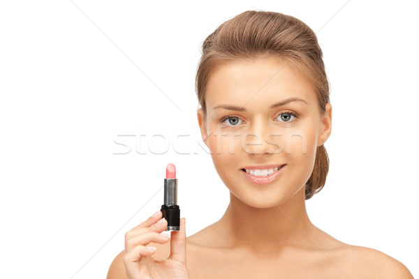 Mooie vrouw lippenstift heldere portret foto Stockfoto © dolgachov