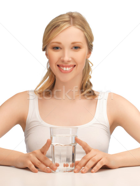 Kadın cam su resim güzel bir kadın mutlu Stok fotoğraf © dolgachov
