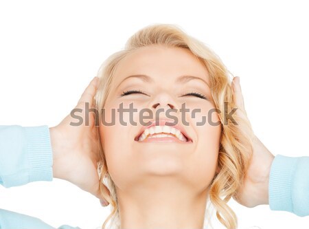 Aufgeregt Gesicht Frau glückliche Menschen hellen Bild Stock foto © dolgachov