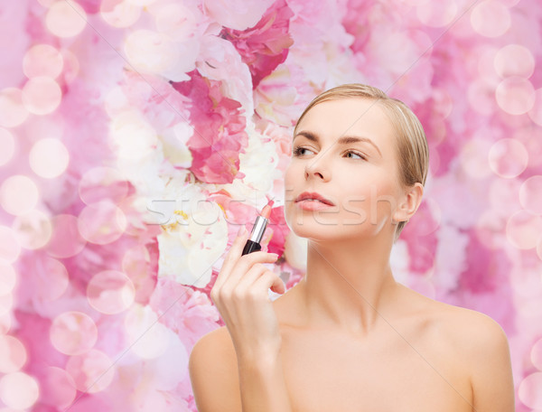 Piękna kobieta szminki kosmetyki zdrowia piękna różowy Zdjęcia stock © dolgachov