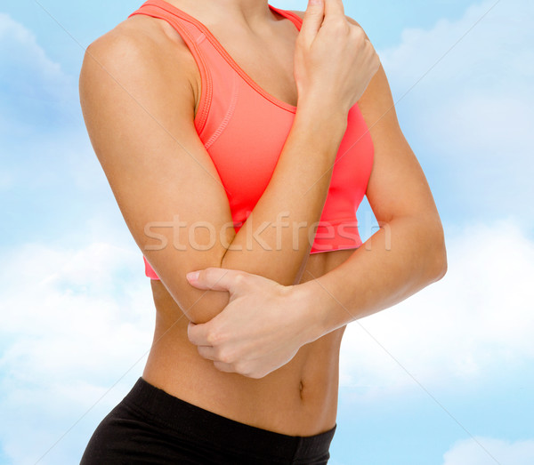 Vrouw pijn elleboog gezondheidszorg fitness Stockfoto © dolgachov