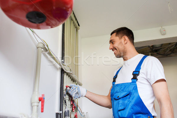 Bouwer loodgieter werken binnenshuis gebouw beroep Stockfoto © dolgachov