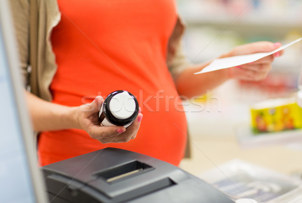 Mulher grávida compra farmácia gravidez medicina Foto stock © dolgachov