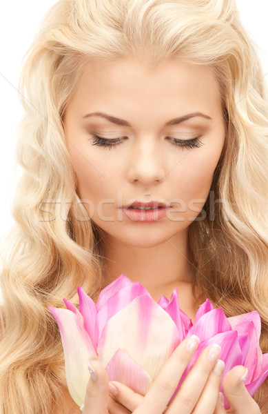 beautiful woman with lotus flower Stock photo © dolgachov