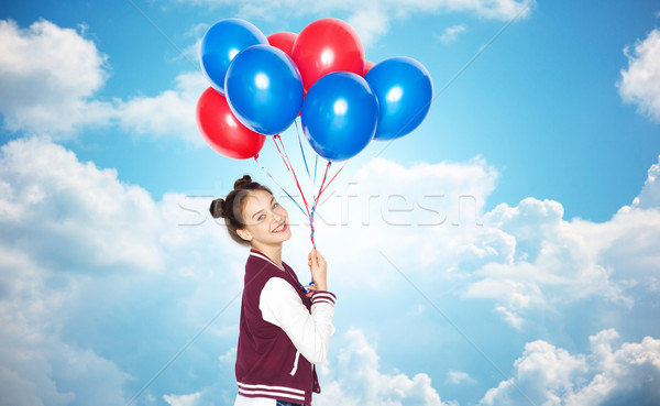 Stock fotó: Boldog · tinilány · hélium · léggömbök · emberek · tinédzserek