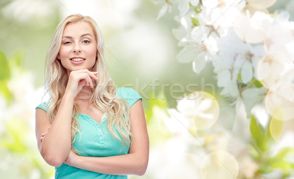 happy smiling young woman or teenage girl Stock photo © dolgachov