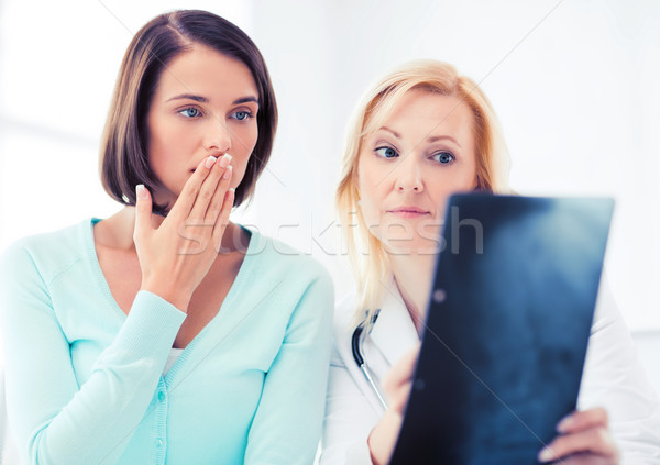 doctor with patients looking at x-ray Stock photo © dolgachov
