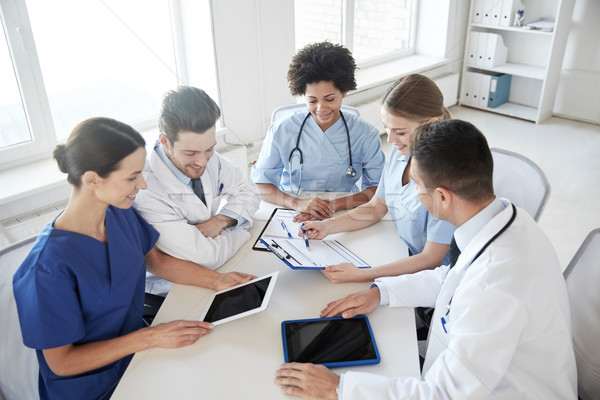 Stock photo: group of happy doctors meeting at hospital office