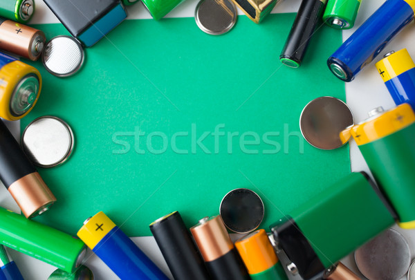 close up of green alkaline batteries Stock photo © dolgachov