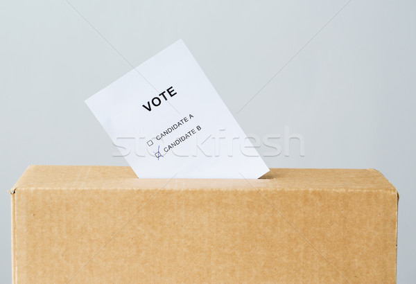vote inserted into ballot box slot on election Stock photo © dolgachov