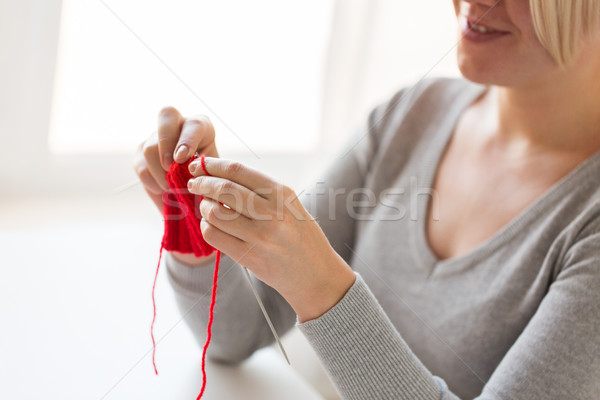 woman hands knitting with needles and yarn Stock photo © dolgachov