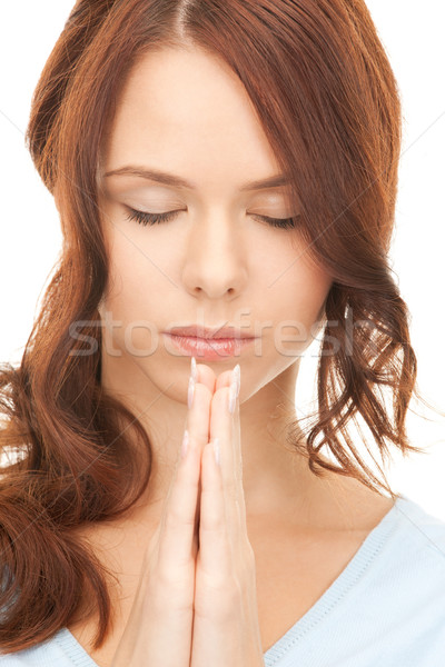 祈禱 女實業家 光明 肖像 圖片 商業照片 © dolgachov