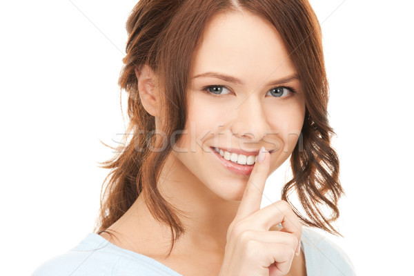 Doigt lèvres lumineuses photos jeune femme femme Photo stock © dolgachov
