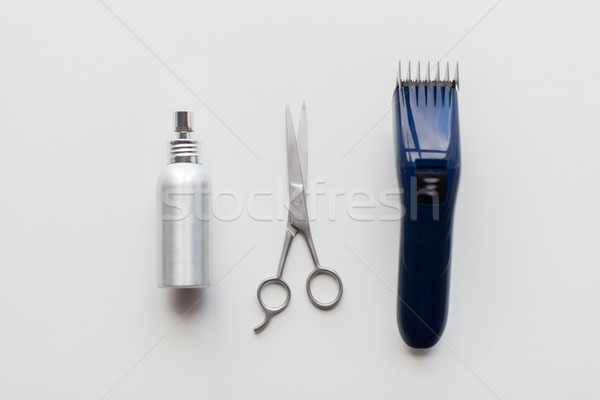 styling hair spray, trimmer and scissors Stock photo © dolgachov