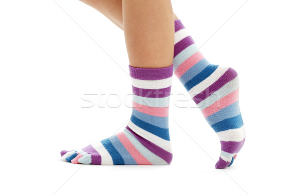 Schönen Beine funny Socken weiß Frau Stock foto © dolgachov