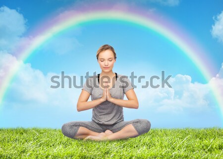 meditation with rainbow Stock photo © dolgachov