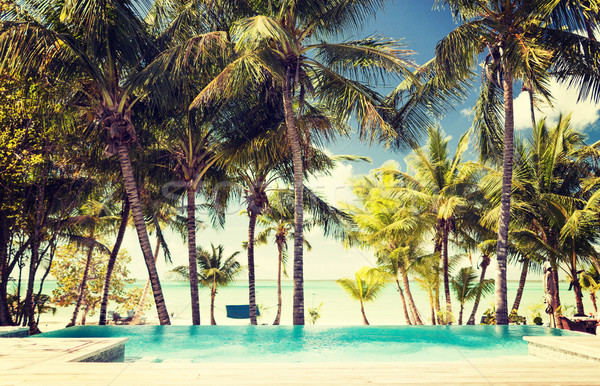 swimming pool on tropical beach Stock photo © dolgachov