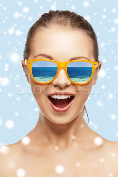 happy screaming teenage girl in shades Stock photo © dolgachov