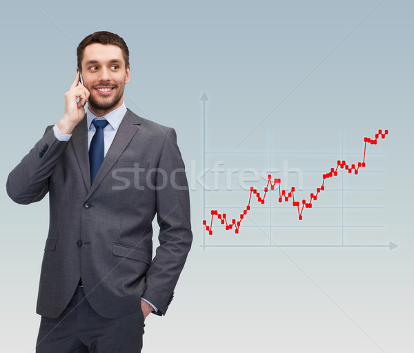 young smiling businessman talking with smartphone Stock photo © dolgachov