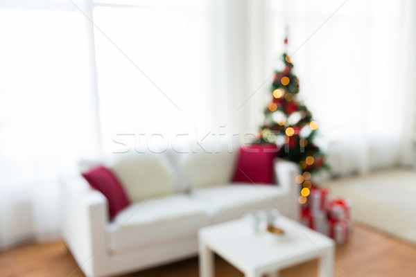 Stockfoto: Wazig · woonkamer · kerstboom · christmas · vakantie · achtergrond