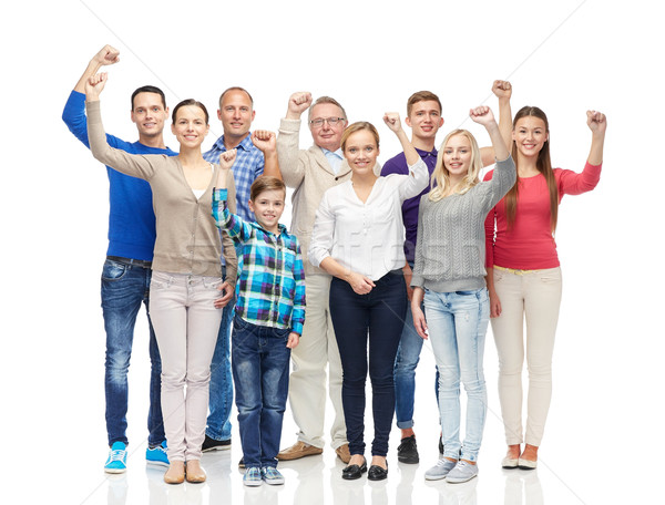 Groep gelukkige mensen tonen familie geslacht generatie Stockfoto © dolgachov