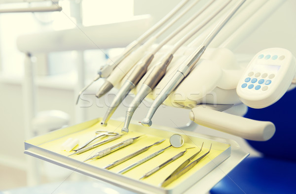 close up of dental instruments Stock photo © dolgachov