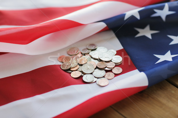 close up of american flag and money Stock photo © dolgachov