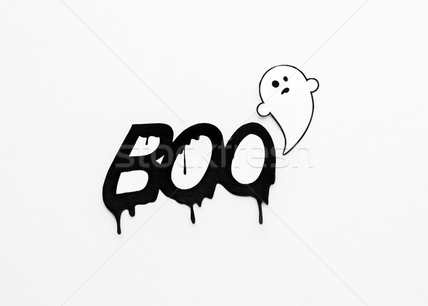 Stockfoto: Spook · doodle · woord · witte · halloween · decoratie