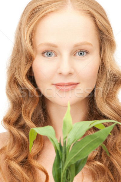 Stockfoto: Vrouw · groene · spruit · foto · gezondheid