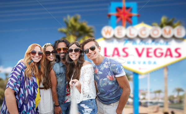 Arkadaşlar seyahat Las Vegas yaz tatil Stok fotoğraf © dolgachov