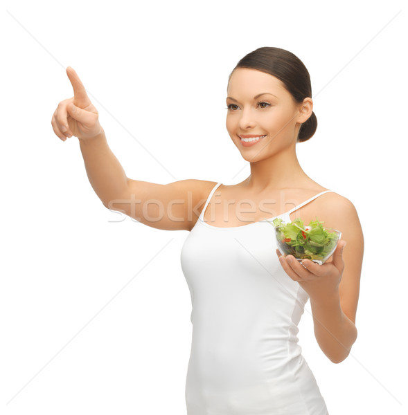 Saudável mulher tigela salada indicação Foto stock © dolgachov