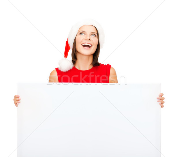 Kadın yardımcı şapka beyaz tahta Noel Stok fotoğraf © dolgachov