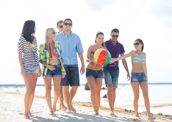 Groep vrienden strand zomer vakantie Stockfoto © dolgachov