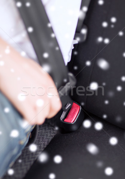 Foto stock: Homem · assento · cinto · carro · transporte