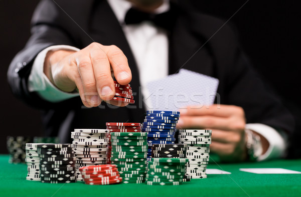 Stok fotoğraf: Poker · oyuncu · kartları · cips · kumarhane · kumar