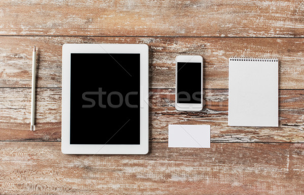 close up of notebook, tablet pc and smartphone Stock photo © dolgachov