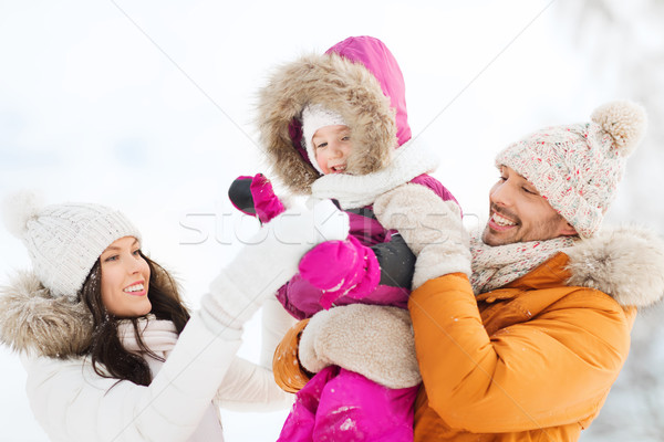 Glückliche Familie Kind Winter Kleidung Freien Elternschaft Stock foto © dolgachov