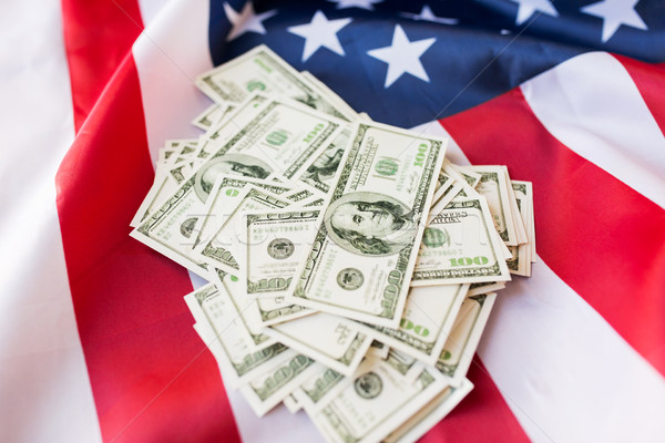 Foto stock: Bandera · de · Estados · Unidos · dólar · efectivo · dinero · presupuesto