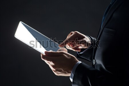 Hand wijzend vinger iets zakenlieden Stockfoto © dolgachov