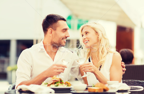 Stockfoto: Gelukkig · paar · bril · restaurant · salon · liefde