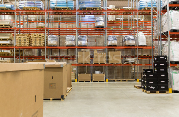 cargo boxes storing at warehouse shelves Stock photo © dolgachov