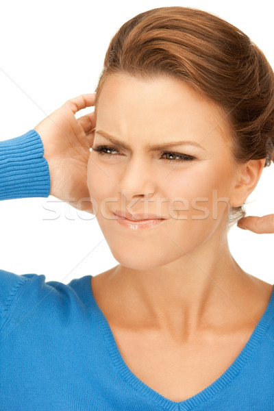 Femeie mâini urechile imagine tineri stres Imagine de stoc © dolgachov