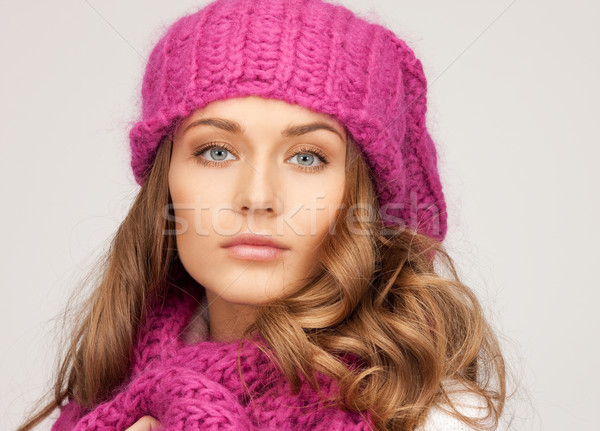 beautiful woman in winter hat Stock photo © dolgachov